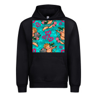 Black valentines day cupid and neon heart seamless pattern Urban Hoodie - BundleAndBundleShop