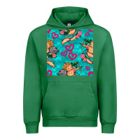 Emerald valentines day cupid and neon heart seamless pattern Urban Hoodie - BundleAndBundleShop