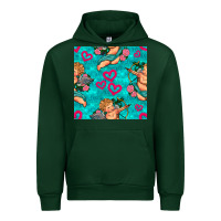 Forest Green valentines day cupid and neon heart seamless pattern Urban Hoodie - BundleAndBundleShop