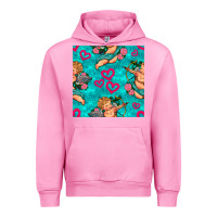 Valentines Day Cupid And Neon Heart Seamless Pattern Urban Hoodie | Teevron