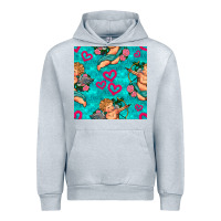 Heather Grey valentines day cupid and neon heart seamless pattern Urban Hoodie - BundleAndBundleShop