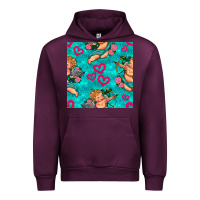 Mauve Wine valentines day cupid and neon heart seamless pattern Urban Hoodie - BundleAndBundleShop