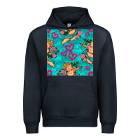 Navy valentines day cupid and neon heart seamless pattern Urban Hoodie - BundleAndBundleShop