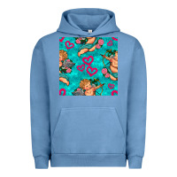 Pigment Pebble Blue valentines day cupid and neon heart seamless pattern Urban Hoodie - BundleAndBundleShop