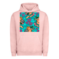 Pigment Salmon valentines day cupid and neon heart seamless pattern Urban Hoodie - BundleAndBundleShop