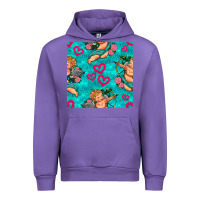 Tulip valentines day cupid and neon heart seamless pattern Urban Hoodie - BundleAndBundleShop