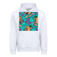 White valentines day cupid and neon heart seamless pattern Urban Hoodie - BundleAndBundleShop