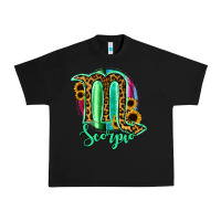 Black Scorpio Zodiac Sign Sunflower Leopard Serape Urban Heavy Tee - RanaPortraitStore