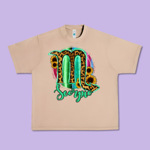 Scorpio Zodiac Sign Sunflower Leopard Serape Urban Heavy Tee Designed By Ranaportraitstore