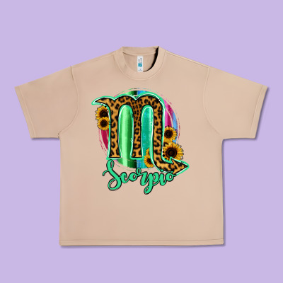 Scorpio Zodiac Sign Sunflower Leopard Serape Urban Heavy Tee Designed By Ranaportraitstore
