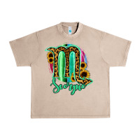 French Oak Scorpio Zodiac Sign Sunflower Leopard Serape Urban Heavy Tee - RanaPortraitStore