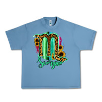 Pebble Blue Scorpio Zodiac Sign Sunflower Leopard Serape Urban Heavy Tee - RanaPortraitStore
