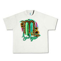 Pistachio Scorpio Zodiac Sign Sunflower Leopard Serape Urban Heavy Tee - RanaPortraitStore