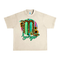 Sandshell Scorpio Zodiac Sign Sunflower Leopard Serape Urban Heavy Tee - RanaPortraitStore