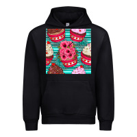 Black valentines day flower cupcakes and serape seamless pattern Urban Hoodie - BundleAndBundleShop