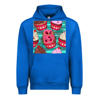 Cobalt valentines day flower cupcakes and serape seamless pattern Urban Hoodie - BundleAndBundleShop