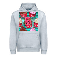 Heather Grey valentines day flower cupcakes and serape seamless pattern Urban Hoodie - BundleAndBundleShop