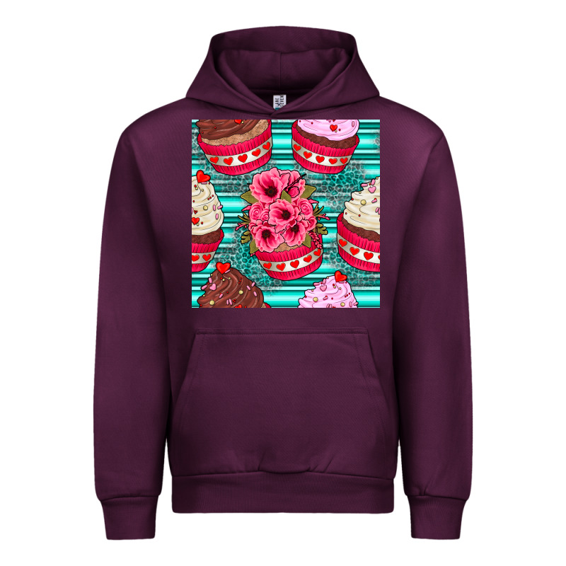 Valentines Day Flower Cupcakes And Serape Seamless Pattern Urban Hoodie by BundleAndBundleShop | Teevron