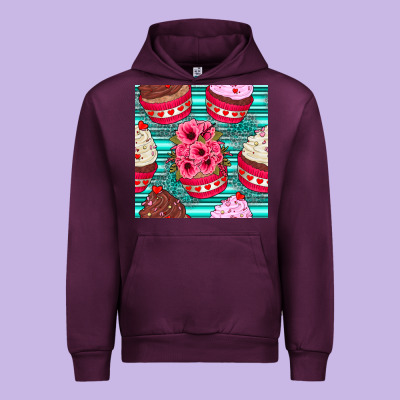 Valentines Day Flower Cupcakes And Serape Seamless Pattern Urban Hoodie Designed By Bundleandbundleshop