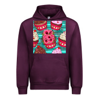 Mauve Wine valentines day flower cupcakes and serape seamless pattern Urban Hoodie - BundleAndBundleShop
