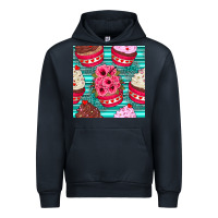 Navy valentines day flower cupcakes and serape seamless pattern Urban Hoodie - BundleAndBundleShop