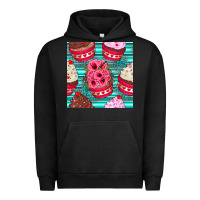 Pigment Black valentines day flower cupcakes and serape seamless pattern Urban Hoodie - BundleAndBundleShop