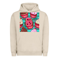 Pigment French Oak valentines day flower cupcakes and serape seamless pattern Urban Hoodie - BundleAndBundleShop