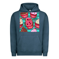 Pigment Midnight Navy valentines day flower cupcakes and serape seamless pattern Urban Hoodie - BundleAndBundleShop