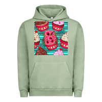 Pigment Oil Green valentines day flower cupcakes and serape seamless pattern Urban Hoodie - BundleAndBundleShop