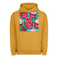 Pigment Peanut Butter valentines day flower cupcakes and serape seamless pattern Urban Hoodie - BundleAndBundleShop