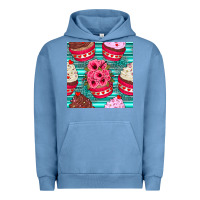 Pigment Pebble Blue valentines day flower cupcakes and serape seamless pattern Urban Hoodie - BundleAndBundleShop