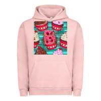 Pigment Salmon valentines day flower cupcakes and serape seamless pattern Urban Hoodie - BundleAndBundleShop