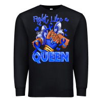 Fight Like A Queen Navy Blue Colon Cancer Afro Gir Premium Sweatshirt | Teevron