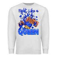 Oatmeal Heather fight like a queen navy blue colon cancer afro gir Premium Sweatshirt - RanaPortraitStore