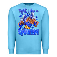 Ocean Blue fight like a queen navy blue colon cancer afro gir Premium Sweatshirt - RanaPortraitStore