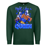 Sports Green fight like a queen navy blue colon cancer afro gir Premium Sweatshirt - RanaPortraitStore