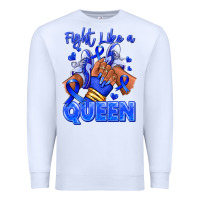 White fight like a queen navy blue colon cancer afro gir Premium Sweatshirt - RanaPortraitStore