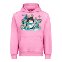Fuchsia Pink cute coffeecup snowmanand joy Urban Hoodie - AdoDesignShop