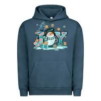 Pigment Midnight Navy cute coffeecup snowmanand joy Urban Hoodie - AdoDesignShop