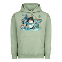 Pigment Oil Green cute coffeecup snowmanand joy Urban Hoodie - AdoDesignShop