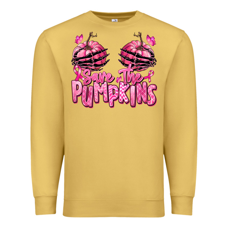 Save The Pumpkins Breast Cancer Premium Sweatshirt by RanaPortraitStore | Teevron