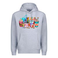 Heather Grey art teacher coffee cup Premium Hoodie - AdoDesignShop