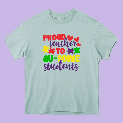 Proud Teacher To Ausome Students Heavy Core Tee Designed By Cowhidedigitalart