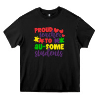 Black proud teacher to ausome students Heavy Core Tee - CowhideDigitalArt