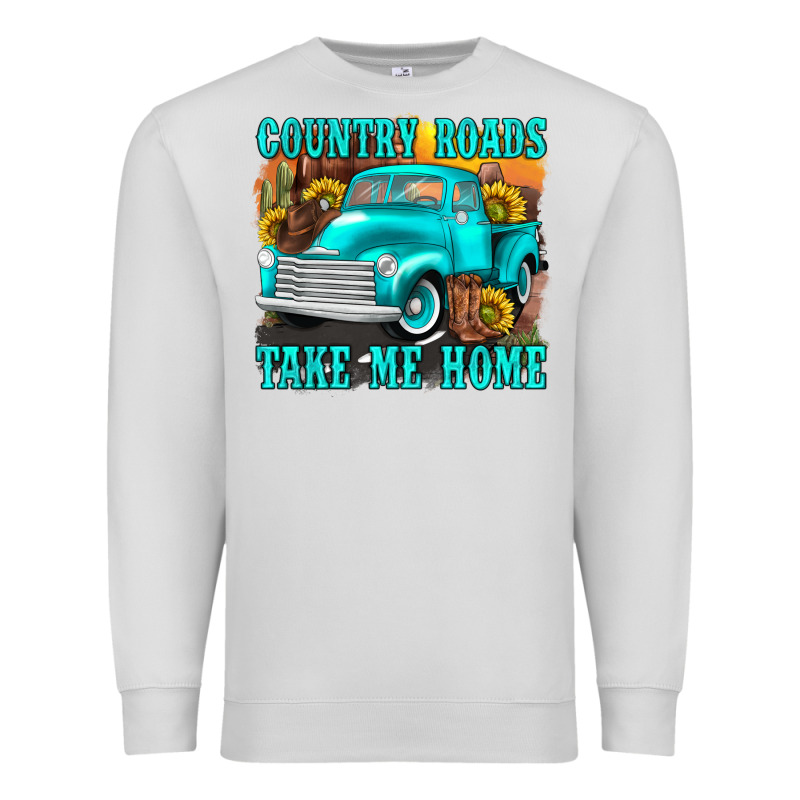 Country Roads Take Me Home Western Premium Sweatshirt by texasbilliewilder | Teevron