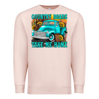 Pale Pink country roads take me home western Premium Sweatshirt - texasbilliewilder
