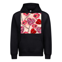Valentines Day Lollipops And Lips Seamless Pattern Urban Hoodie | Teevron