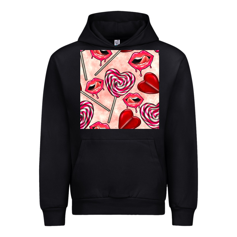 Valentines Day Lollipops And Lips Seamless Pattern Urban Hoodie by BundleAndBundleShop | Teevron