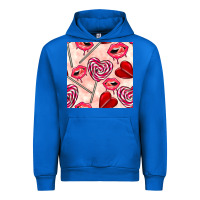 Cobalt valentines day lollipops and lips seamless pattern Urban Hoodie - BundleAndBundleShop