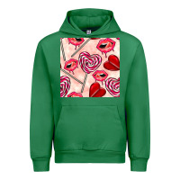Emerald valentines day lollipops and lips seamless pattern Urban Hoodie - BundleAndBundleShop